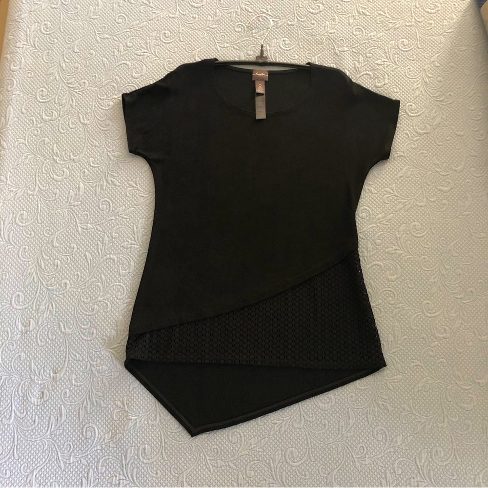 Chicos, Travelers, black, short sleeve,  tunic length top, size 0